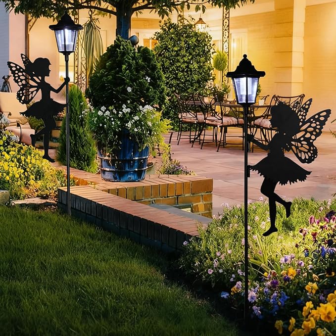 ZKLiLi Fairy Solar Garden Light,Outdoor Garden Fairy Decor Waterproof Large Hanging Lantern Decorations for Patio Yard Porch Lawn Pathway Statues Outdoor Decor Gifts（White Light）