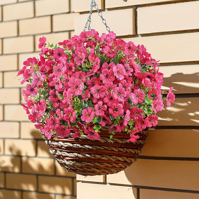 AGIRL 16 Bundles Artificial Flowers for Outdoor,No Fade Fake Plastic Flowers Faux Plants for Hanging Planters Decoration Indoor Outside Garden Porch Window Box Home Wedding