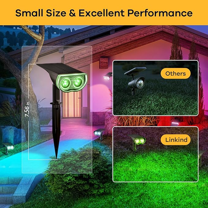 Linkind Solar Lights Outdoor StarRayS, Color Changing Solar Spot Lights, IP67 Waterproof Solar Spotlights for Landscape Garden Pathway Walkway (Multicolor, 6 Pack)