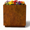 Decoroca Heavy-Duty Corten Steel Planter Box, Large Square Cube Outdoor Planter for Patio & Garden, Naturally Weathering Steel, Modern US-Designed Planters for Plants & Trees