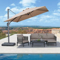 PURPLE LEAF Patio Umbrella 9' X 9' Rectangle Cantilever Umbrella Large Aluminum Outdoor Umbrellas with 360-degree Rotation & UPF40+ Premium Fabric for Deck Pool Garden Yard, Sand Dune
