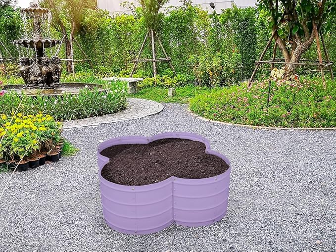 Plant & Plot Galvanized Raised Garden Beds Outdoor // 3×3×1 ft Planter Raised Beds for Gardening, Vegetables, Flowers // Large Metal Garden Box (Lavender) // Patented Tool-Free Design