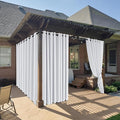 RYB HOME Outdoor Curtains for Patio Waterproof Block Sunlight Thermal Insulated Privacy Assured Thick Outside Curtains for Deck, Balcony, Pool, W52" x L63", Greyish White, 1 Panel