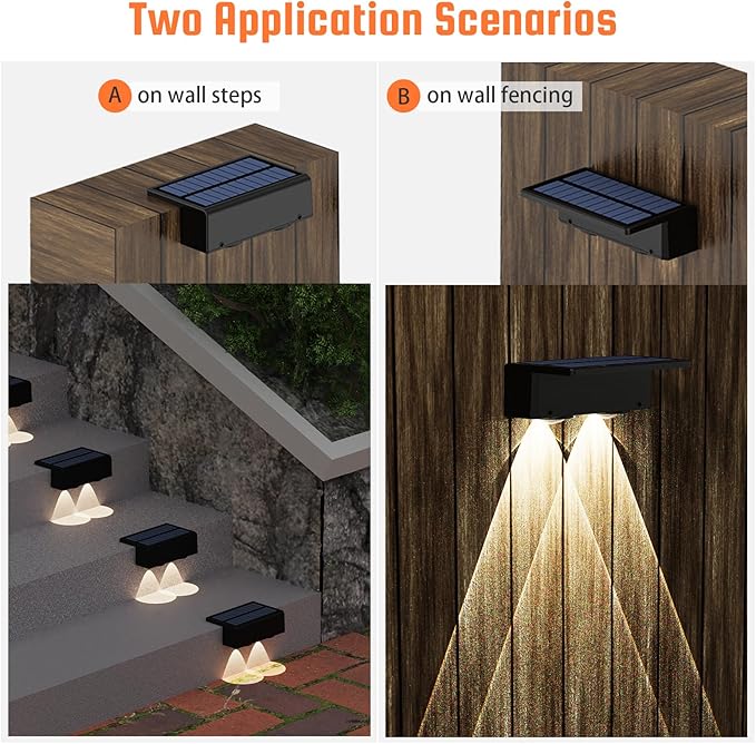 8-Pack Multi-Color Solar Spotlights for Fence & Wall - 30 Lumen High Brightness, 5 Modes (RGB Color Changing + Warm White) | Easy Mount for Steps, Patio, Yard - Matte Black