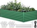 YITAHOME 8x4x2ft Large Raised Garden Bed Kit, Galvanized Metal Planter Box with Gloves, Ground Nails, Support Rod & Safety Rubber, Outdoor Above Ground Planters for Plants Vegetables Flowers, Green