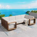 6 Pieces Patio Furniture Set,Outdoor Rattan Wicker Sectional Sofa with 10''Ultra-Thick Cushions,All Weather Patio Conversation Set for Lawn Garden Backyard,Beige