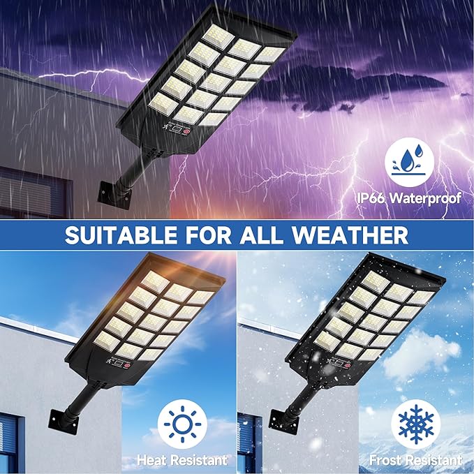 Solar Lights Outdoor Waterproof, 6500K Dusk to Dawn Solar Street Light Motion Sensor with Remote, LED Security Flood Light for Outside Garden Yard Path, Oudoor Parking Lot Lights, 4PACK