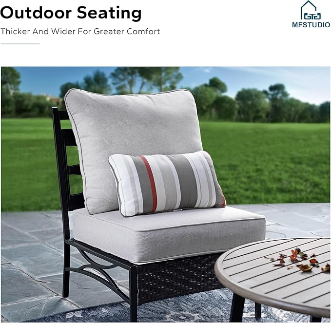 MFSTUDIO Patio Furniture Set, 2 Seat Outdoor Sectional Sofa Conversation Set, Woven Rattan Patio Couch for Backyard, Garden, Deck