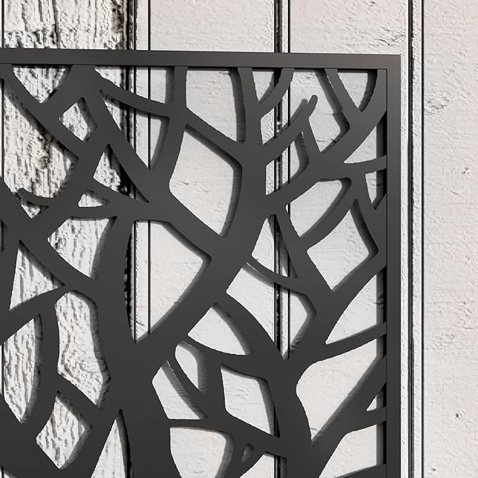 Outsunny Metal Raised Garden Bed with Trellis for Climbing Plants, Freestanding or Wall Mounted Flower Bed with Privacy Panel, Two Big Tree Cut-Outs Outdoor Planter Box for Garden, Patio, Balcony
