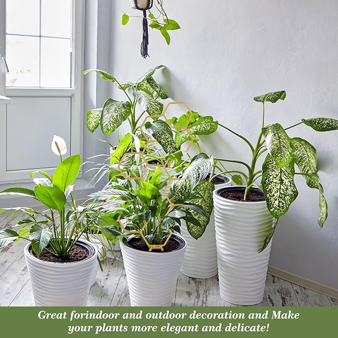 Grevosea 14 Inch Trellis for Climbing Plants Indoor, Plant Trellis Indoor Small Trellis for Potted Plants Honeycomb Metal Pothos Plant Climber Support for Flower Indoor Plants Supports