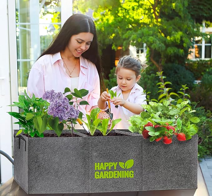 Fabric Grow Bags, 2-Pack Raised Garden Bed with Handle for Vegetable Herbs Gardening, Fabric Plant Pots Planter Indoor Outdoor, 3 sq. ft.