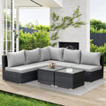 NICESOUL 7 Pieces Comfy 29.3'' High Back Outdoor Furniture Sofa Set, Extra Large Size Grey PE Wicker Patio Modular Sectional with Side Tables, All-Weather Rattan Conversations for Backyard Deck,Gray