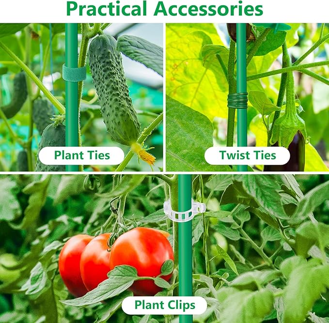 Lezmarket 80 Pack Garden Stakes(16" Each), Plant Support Stakes, DIY 4ft 5ft 6ft 7ft Sturdy Fiberglass Plant Sticks Support Garden Trellis for Growing Climbing Tomato Vegetables Flowers
