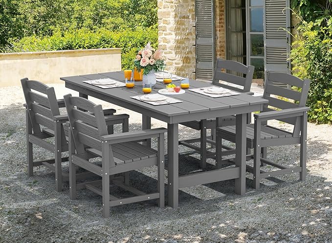 SERWALL Patio Dining Chair Set of 2, Gray