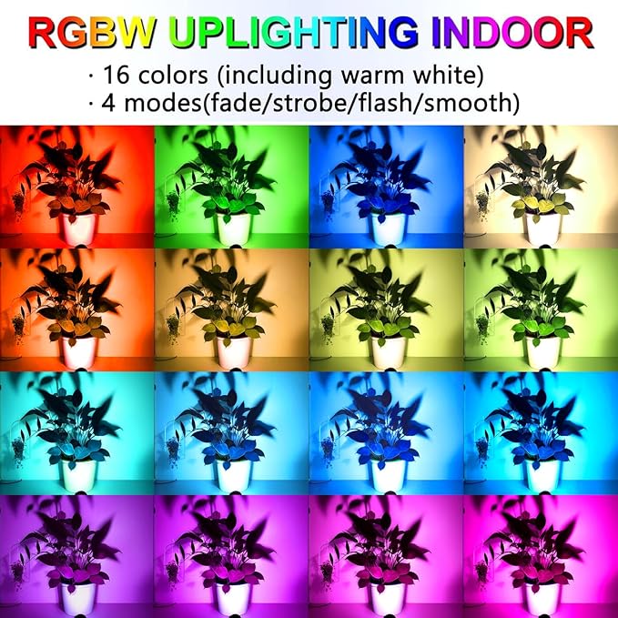 RGBW 8W LED Spotlight with Remote, 16 Color Changing Landscape Lighting for Outdoor Indoor, 120V Plug-in & 6FT Cord, Spotlight Flag Light for Garden Tree (4)