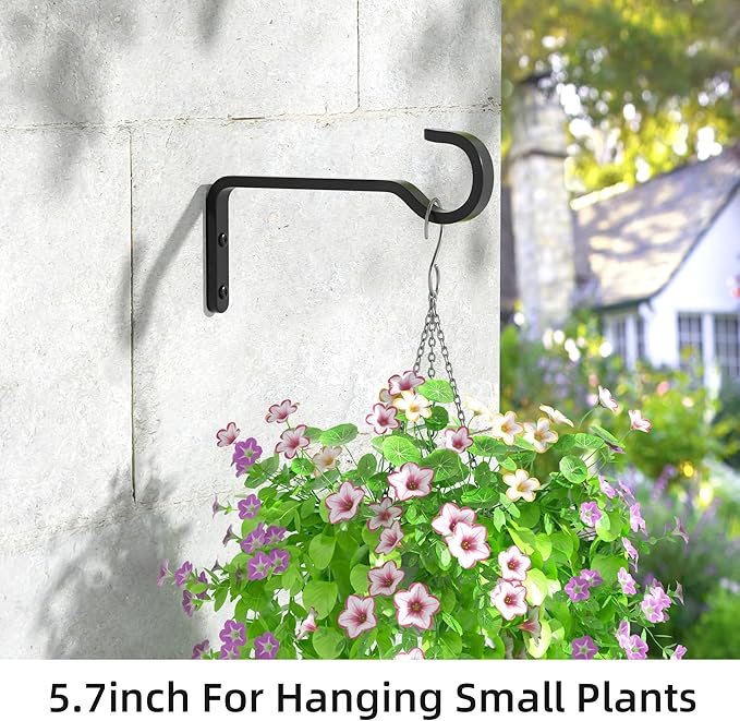 5.7 Inch 2 Pack Heavy Duty Outdoor Plant Hangers, Iron Hanging Plant Brackets for Hanging Plants Outside, Metal Plant Hooks Plant Wall Hooks for Hanging Lantern, Bird Feeder