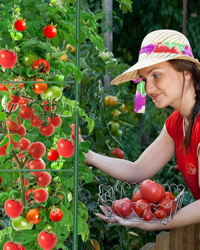 8 Pack Tomato Cages for Garden, 51in*13in Adjustable Tomatoes Plant Stakes Support Cages Trellis, Garden Trellis for Vegetable Flowers Fruits Climbing Plants- 20 Binding Wires Included
