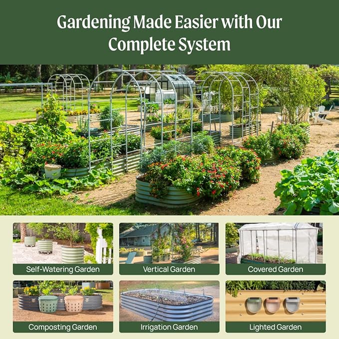Vego garden Raised Garden Bed Kits, 17" Tall 9 in 1 8ft X 2ft Metal Raised Planter Bed for Vegetables Flowers Ground Planter Box-British Green