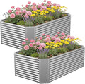2 Pack 4x2x1.4 ft, (16" Tall) Galvanized Steel Raised Garden Bed, Large Metal Planter for Vegetables, Herbs & Flowers, Durable Outdoor Garden Box for Yard, Terrace, and Balcony