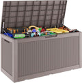 Outdoor Storage Box, Resin Deck Boxes Indoor and outdoor, Waterproof Storage Box Lockable Lid (Grey, 101 Gallon)