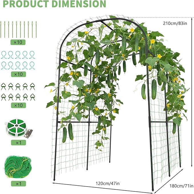 DoCred Tall Garden Arch Trellis for Climbing Plants, 83 Inch Tall Metal Plant Support Trellis Archway for Climbing Vine Vegetable/Fruit/Flower Outdoor Yard Lawn Garden Arch Tunnel Trellis