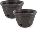 Suncast 2 Pack Decorative Wicker Garden Hose Holder Pot with 4 Drain Holes for 100 Foot Hoses, Java