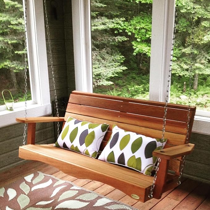 All Things Cedar Wooden Porch Swing, Outdoor Patio Furniture, 4 Foot, Natural