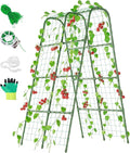 Miory Cucumber Trellis for Raised Beds, 32 x 63 Inch Metal U-Frame Garden Trellis for Climbing Plants Outdoor with Climbing Net, Plant Support for Cucumber Tomato Bean Pea