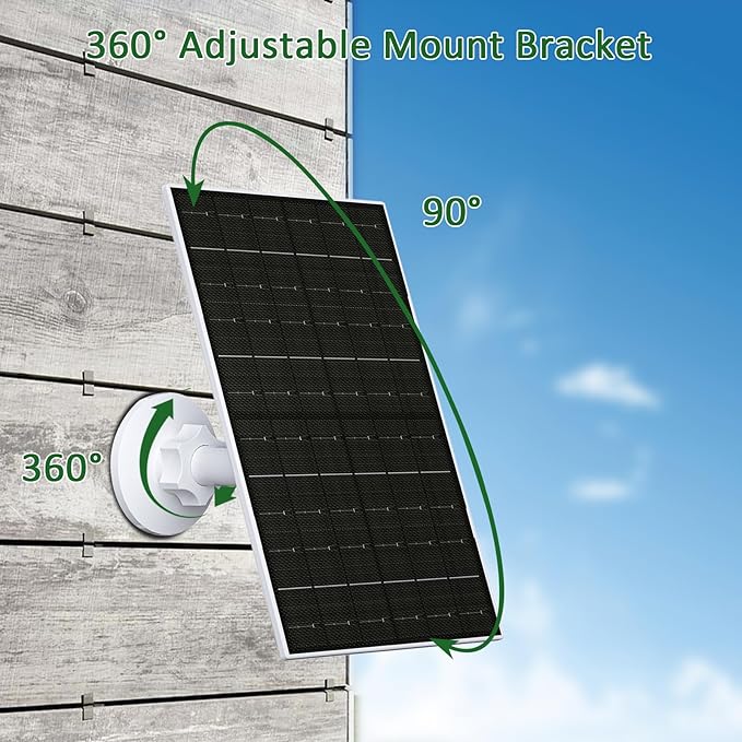 Zivif 7W Solar Panel for Security Camera for Arlo Essential 2K (2nd Gen), Essential XL & Spotlight Cameras, Solar Panel with USB-C/Micro USB Port for 5V Battery Cameras, 2 Pack