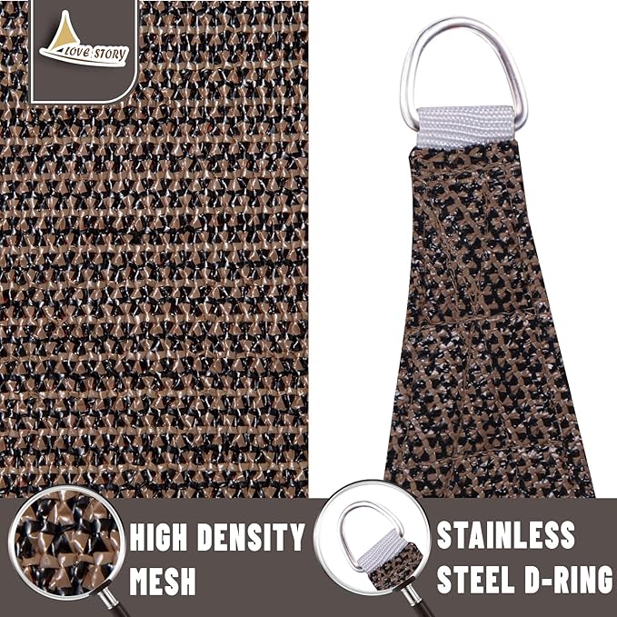 LOVE STORY Custom Size 10'x20'x22.4' Brown Sun Shade Sail Right Triangle Sunhsade Fabric Awning Canopy for Patio Backyard Carport Pergola (Customized)