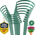 K-Brands 12 Pack Plant Support Stakes – Heavy-Duty Half Round Peony Support Ring and Cage for Indoor and Outdoor Plants – Peony, Tomato, Hydrangea, Rose 10" Wide x 16" High