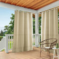 TOWN & COUNTRY BASICS Cabana Solid Heavyweight Indoor Outdoor Curtains, Light Filtering Opacity with Grommet Top, Water Repellent, 2-Pack Set, 54"x96", Natural