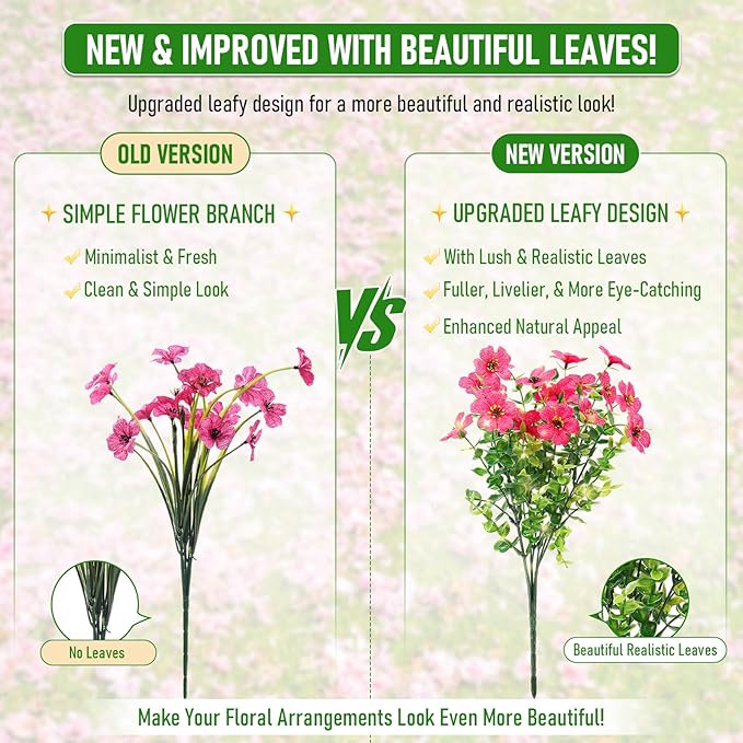 Artificial Flowers Outdoor Fake Plants, Faux Silk Flowers Plastic Plants for Outdoors Indoor Outside Front Porch Hanging Planter Window Box Garden Home Spring Decoration, 14 Pack (Mix)
