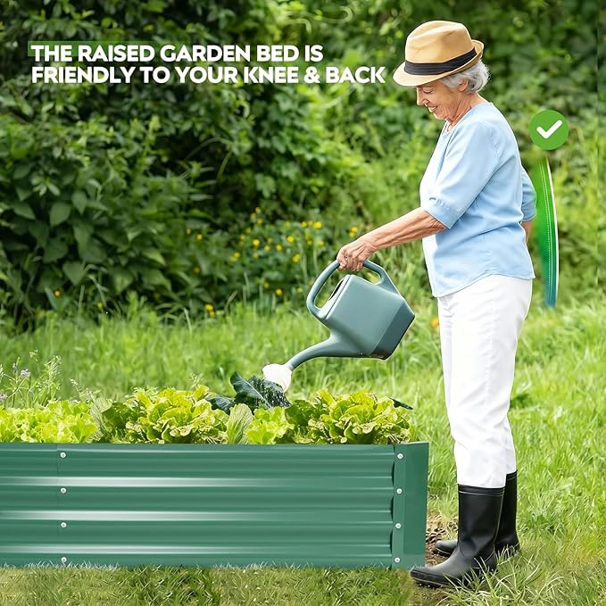 ZORMY 2 Pcs 8x2x1ft Galvanized Raised Garden Bed Outdoor, Metal Planter Boxes with Easy Assembly, Planter Raised Beds for Gardening, Flower, Plants, Vegetable, Herb - LotusGreen