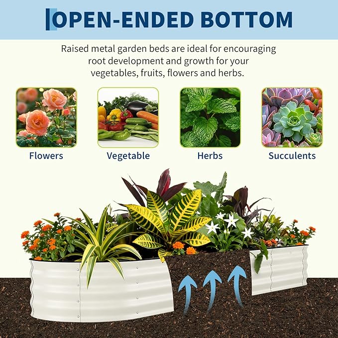 Garvee 2 Pack Galvanized Raised Garden Beds - 8x2x1.5ft Planter Box for Vegetables, Flowers, Rust-Resistant Garden Box, Easy Assembly Raised Beds, Durable Planters for Outdoor Plants, Beige