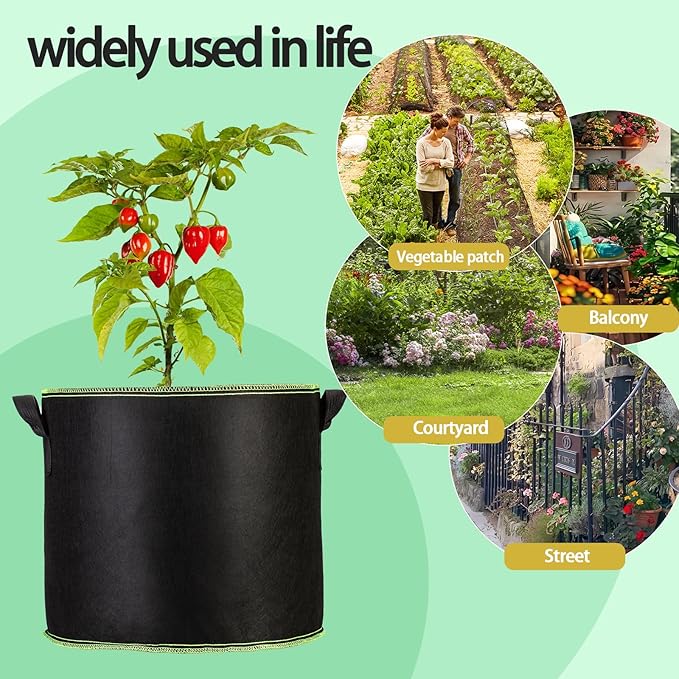 2-Pack 50 Gallon Plant Grow Bags, Thickened Nonwoven Fabric Pots with Handles,Sturdy Garden Planters Aeration Gardening Container to for Plants, Vegetables, and Flowers