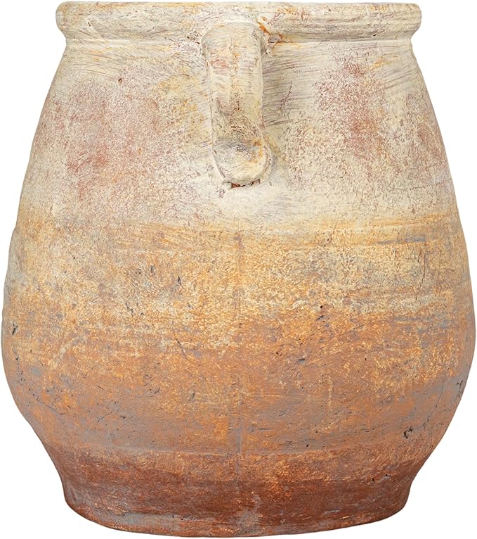 Creative Co-Op Whitewashed Terra-Cotta Urn, Beige