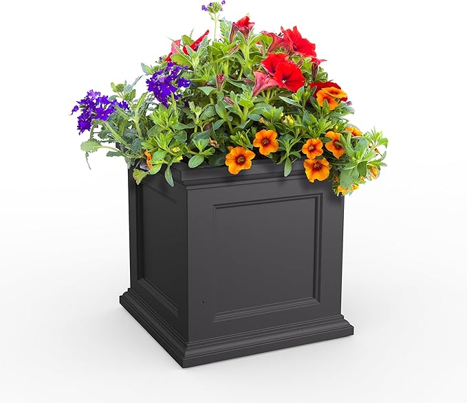 Mayne Fairfield 24-Inch Self Watering Square Planter Box, Weather-Resistant and Durable, Ideal for Indoor and Outdoor Use, Perfect for Patio, Porch, or Entryway
