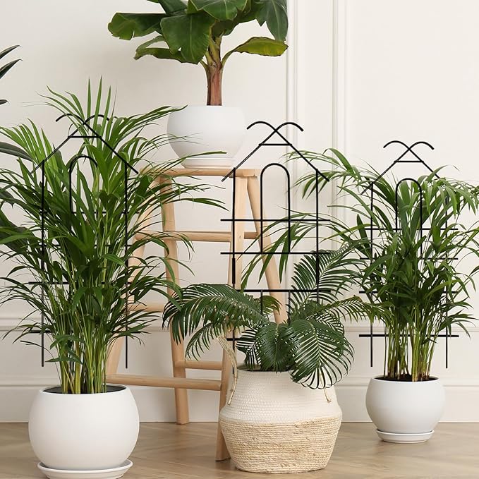 23in Plant Trellis for Potted Plants, Expandable Metal Garden Trellis for Climbing Plants with Ties, Plant Supports for Indoor Plants Hoya Pothos Ivy, 4P