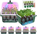 5PCS 60 Cell Self Watering Seed Starter Tray with Grow Light, Reusable Silicone Seed Starter Kit with Humidity Dome, 60 Cells Plant Germination Trays for Seeding Planting Growing（5-Pack 60-Cell）