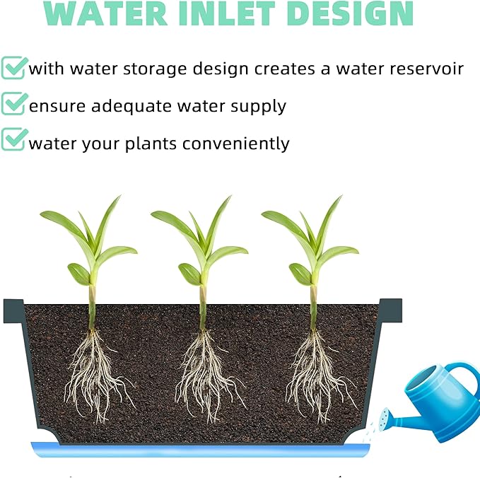 Window Box Planter, 7 Pack Plastic Vegetable Flower Planters Boxes 17 Inches Rectangular Flower Pots with Saucers for Indoor Outdoor Garden, Patio, Home Decor