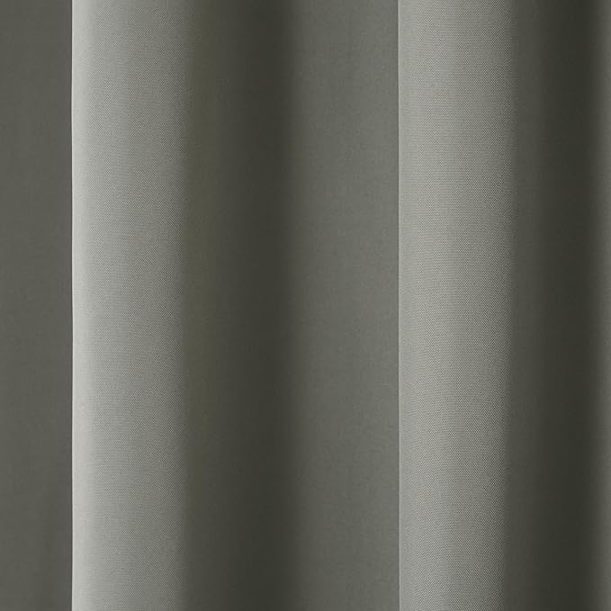 TOWN & COUNTRY BASICS Cabana Solid Heavyweight Indoor Outdoor Curtains, Light Filtering Opacity with Grommet Top, Water Repellent, 2-Pack Set, 54"x108", Medium Grey
