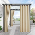 RYB HOME Outdoor Curtains for Patio Waterproof Block Sunlight Thermal Insulated Privacy Assured Thick Outside Curtains for Porch, Gazebo, Pergola, W52 x L95, Biscotti Beige, 1 Panel