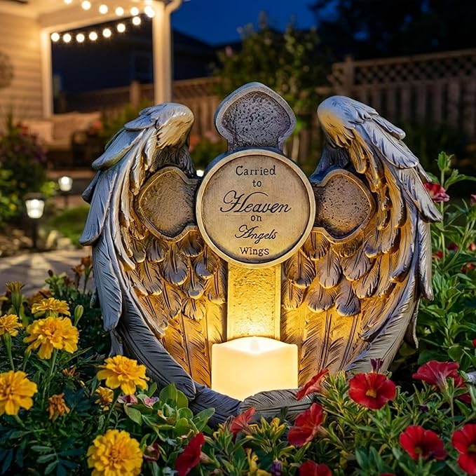Solar Garden Angel Statue Light – Praying Guardian Angel Figurines for Outdoor Yard Decor Cemetery Decorations, Waterproof Garden Sculpture Memorial Gifts for Women, Mom, Grandma, Lover