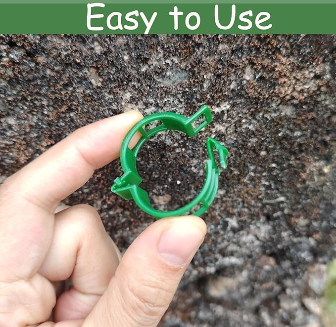 Plant Support Clips - Tomato Clips for String Trellis, 100pcs Grape Vine Clips for Garden Netting Climbing Plants, Secured Plastic Plant Clip for Fixing Stem and Vine (100, Green)