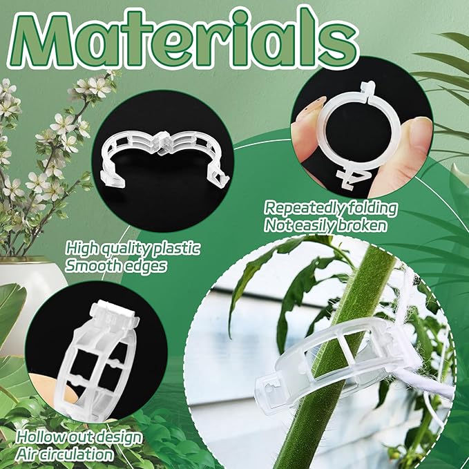 OJYUDD 400 Pcs White Plant Support Garden Clips,Plastic Tomato Vine Clips,Secured Climbing Plant Clip for Flower Vine Grape Twine Orchid