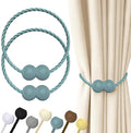 Hion Magnetic Curtain Tiebacks Gray Blue 2 Pack, Curtain Tiebacks Buckles Holdbacks Holders Hooks Clip for Home Bedroom Office Decorative Thick or Thin Curtain
