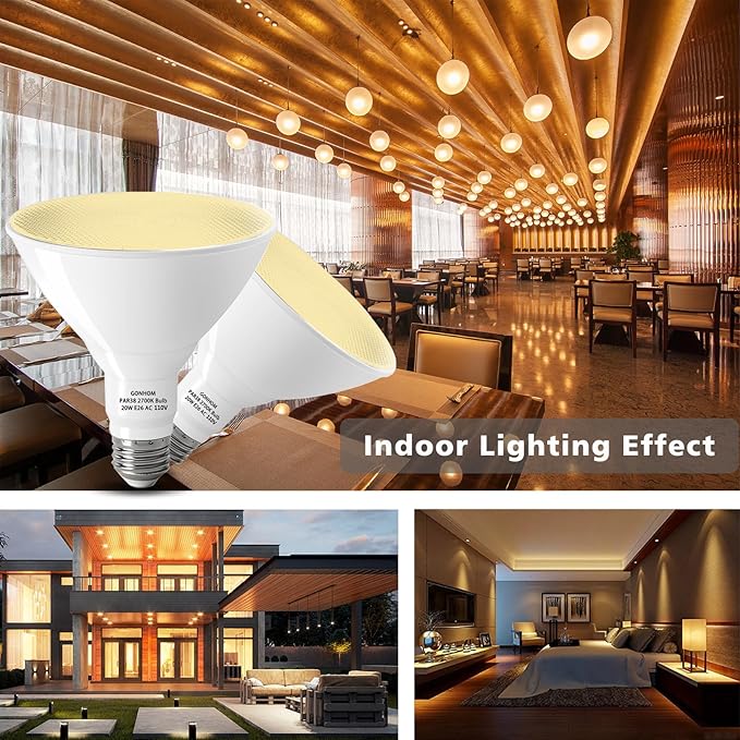 Par38 led Flood Lights Outdoor Light Bulb,Dimmable 1800LM,20W Replace up to 200W,Outdoor Flood Light Bulbs for Backyard,Garage,Porch,Garden,6 Pack 2700K Warm Light