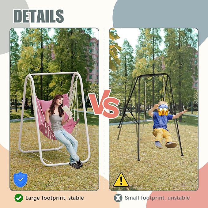 G TALECO GEAR Hammock Chair with Stand,Heavy-Duty and Rustproof Hanging Chair with Stand,Hammock Swing Chair Stand,for Indoor Outdoor Patio Yard Garden Porch (Pink)