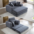 HANXIN 62" Chaise Lounge Chair Indoor, Oversized Corduroy Boneless Convertible Chaise Lounge Couch Sleeper Chair with Ottoman, Deep Seat Reading Chair, No Assembly Required (Grey)
